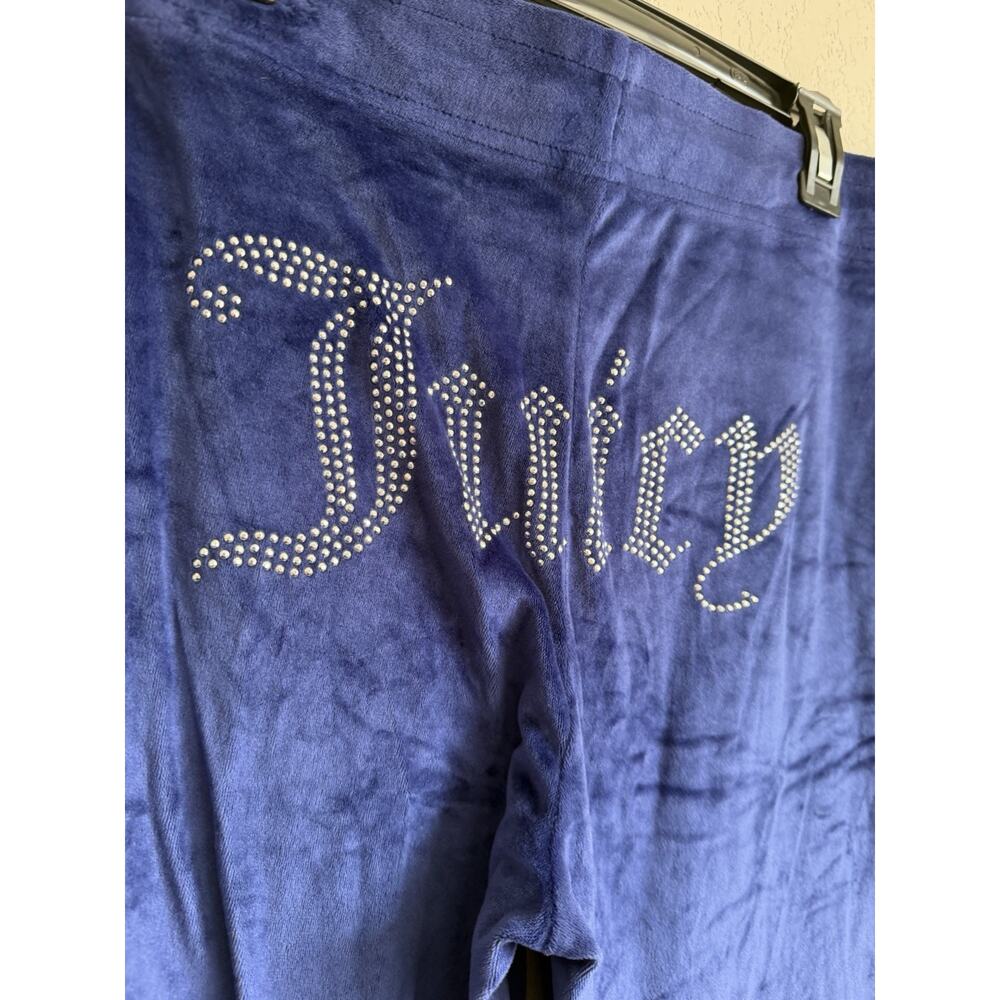 Juicy Couture Sleepwear OG Bling Indigo Velour Track Pant Womens L Y2K Bratz - Picture 5 of 6